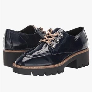 Donald J. Pliner Navy Patent Leather Platform Evans Loafers